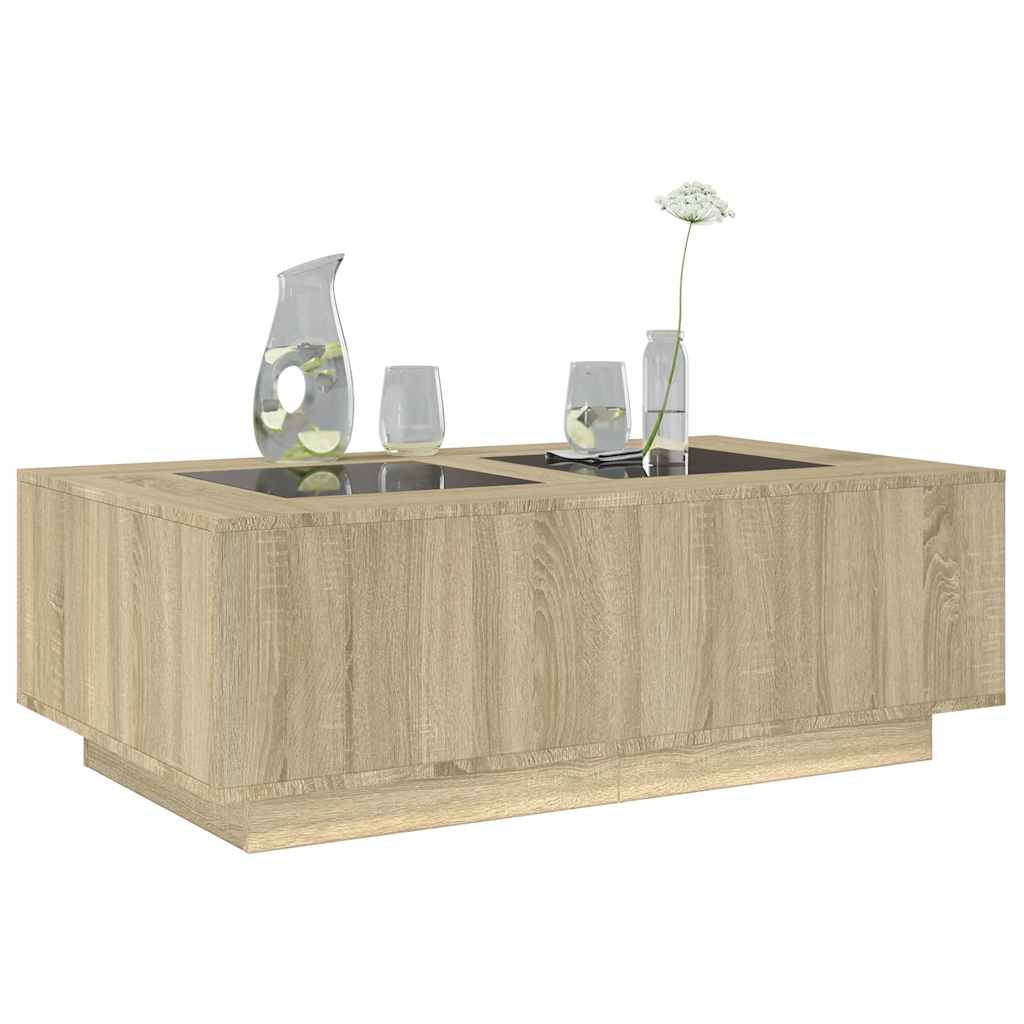 Tavolino da Salotto con LED Infinity Rovere Sonoma 116x69x40 cm