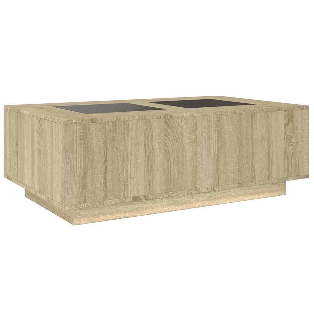 Tavolino da Salotto con LED Infinity Rovere Sonoma 116x69x40 cm