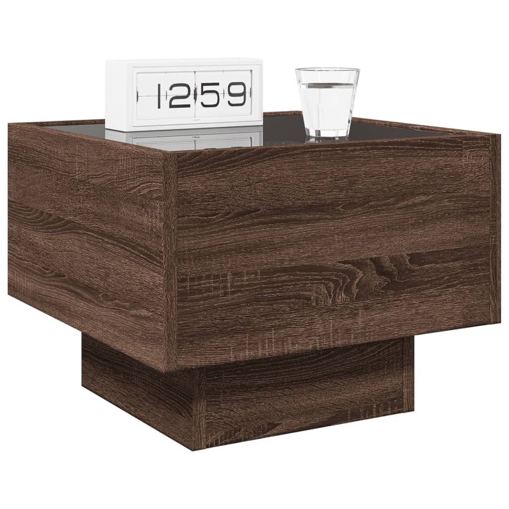 Comodino con LED Infinity Rovere Marrone 40x40x30 cm
