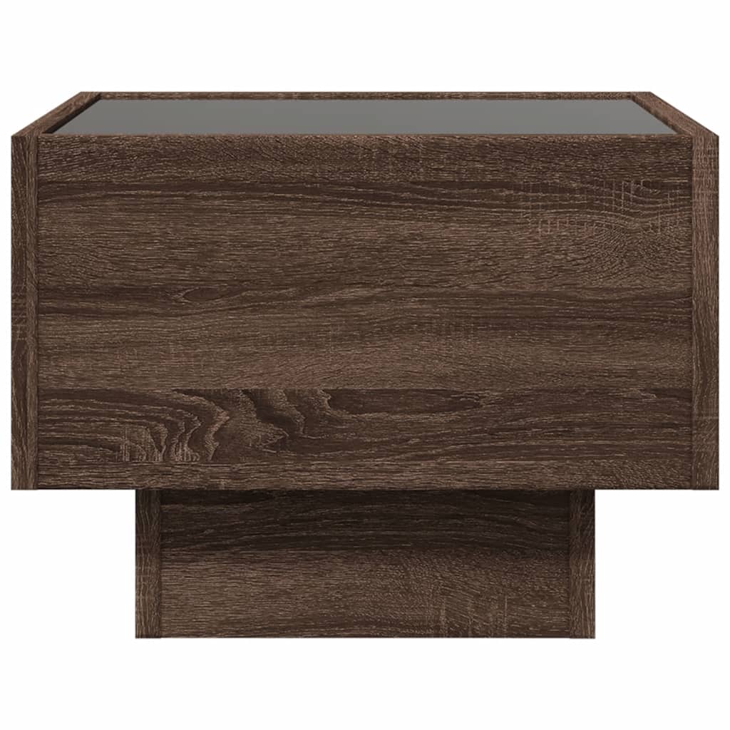 Comodino con LED Infinity Rovere Marrone 40x40x30 cm