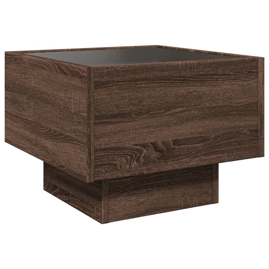 Comodino con LED Infinity Rovere Marrone 40x40x30 cm