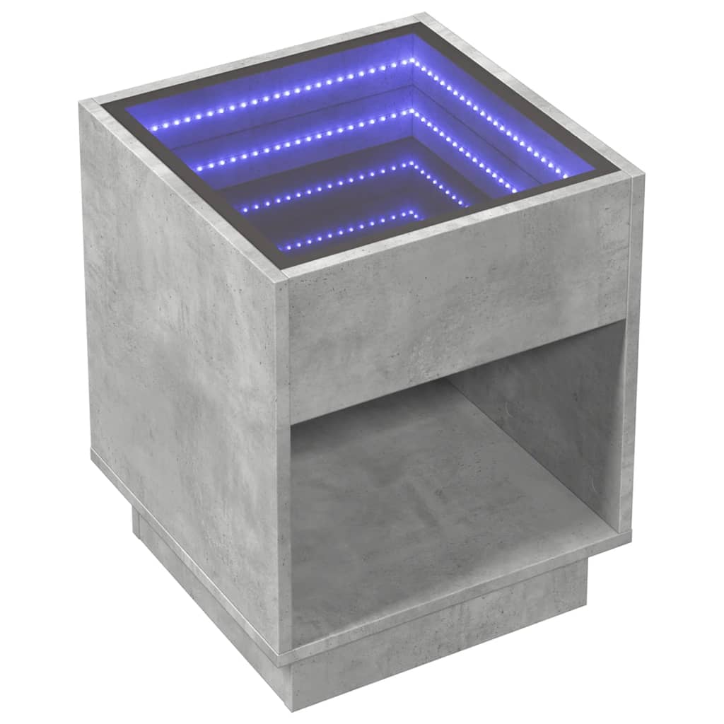 Comodino con LED Infinity Grigio Cemento 40x40x50 cm