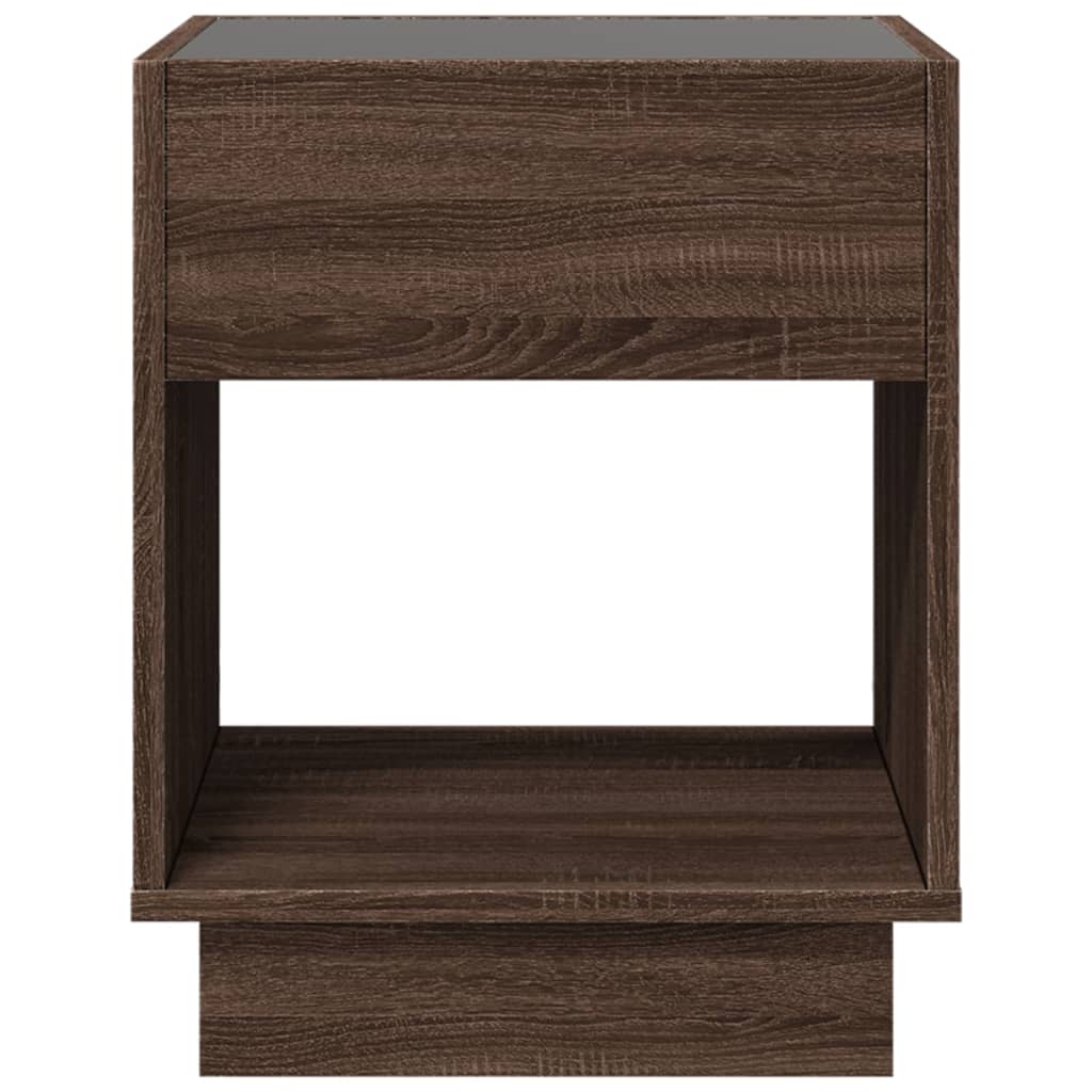 Comodino con LED Infinity Rovere Marrone 40x40x50 cm