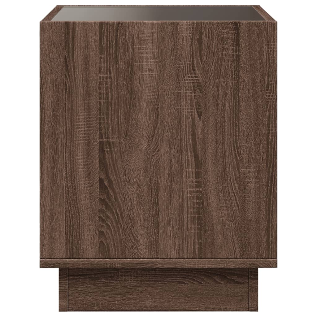 Comodino con LED Infinity Rovere Marrone 40x40x50 cm