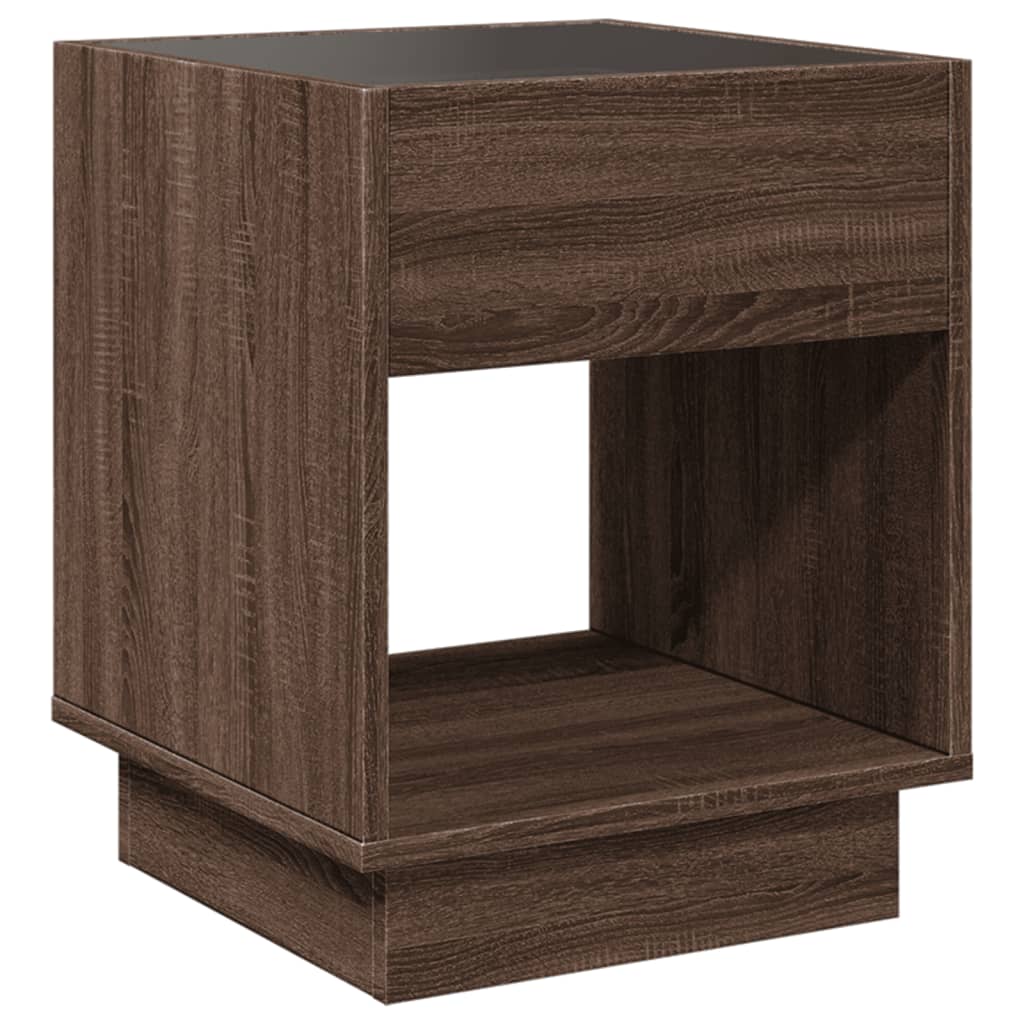 Comodino con LED Infinity Rovere Marrone 40x40x50 cm