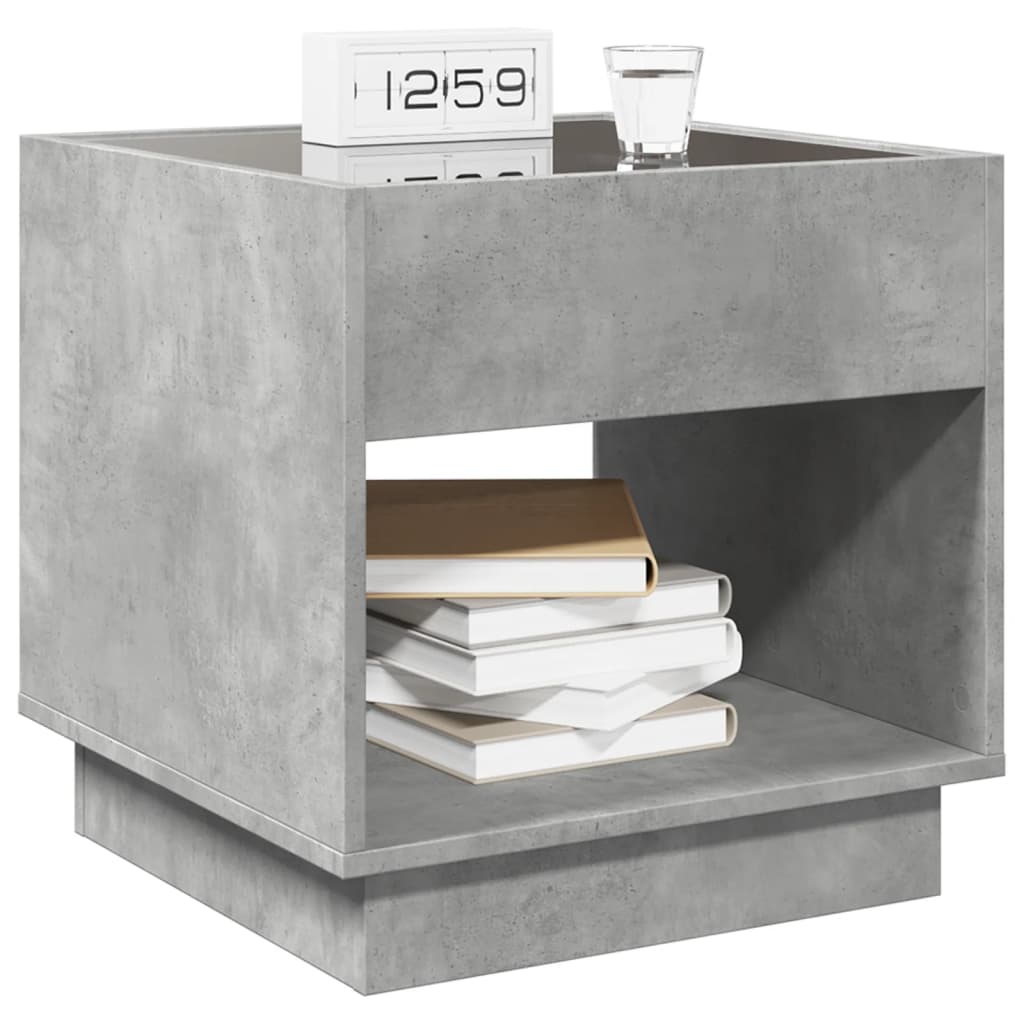 Comodino con LED Infinity Grigio Cemento 50x50x50 cm
