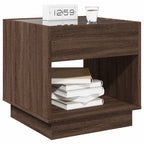 Comodino con LED Infinity Rovere Marrone 50x50x50 cm