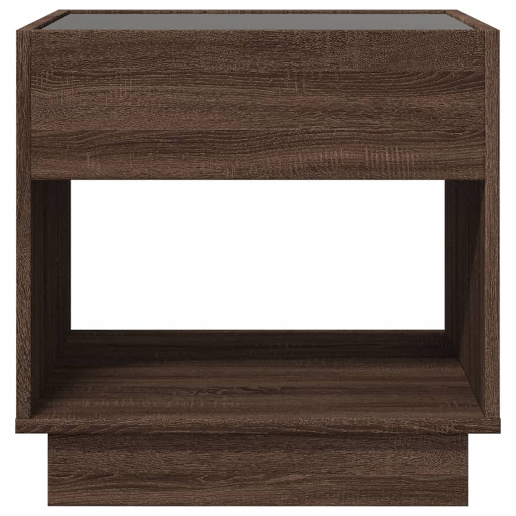 Comodino con LED Infinity Rovere Marrone 50x50x50 cm