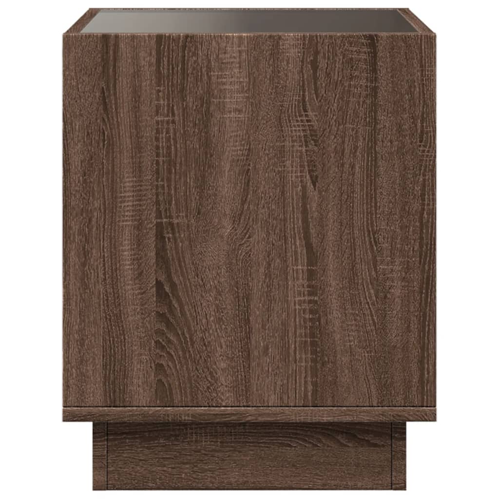 Comodino con LED Infinity Rovere Marrone 50x50x50 cm