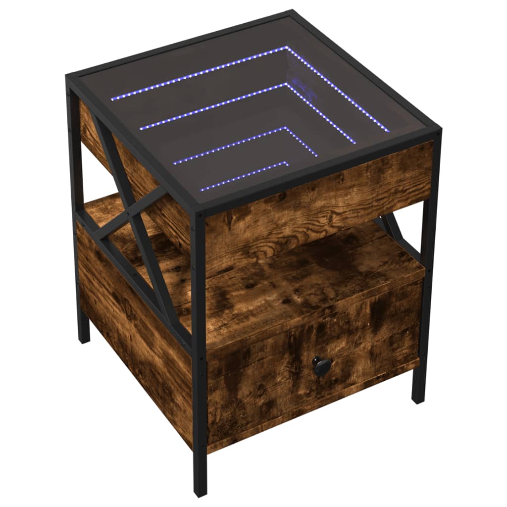 Comodino con LED Infinity Rovere Fumo 40x40x51 cm