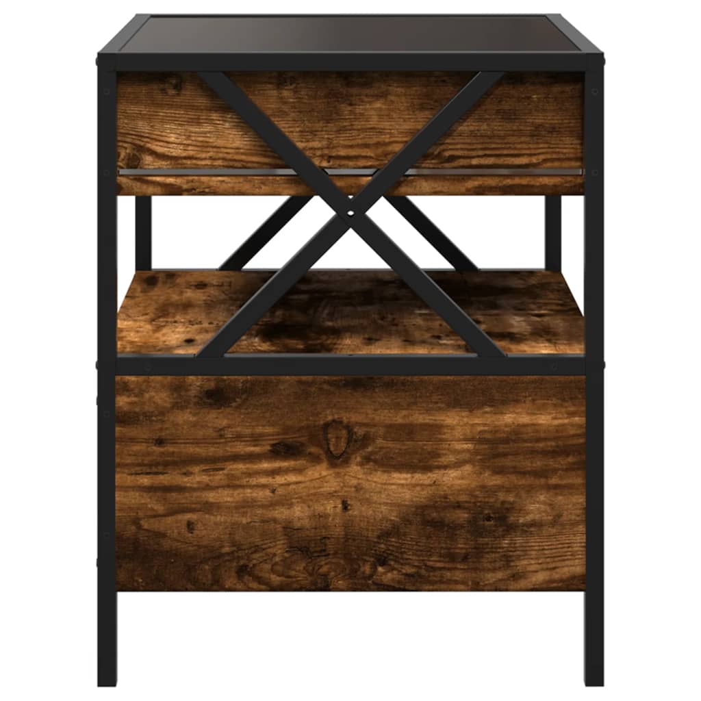 Comodino con LED Infinity Rovere Fumo 40x40x51 cm