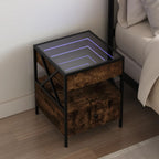 Comodino con LED Infinity Rovere Fumo 40x40x51 cm