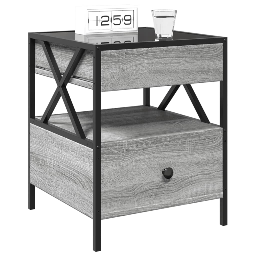 Comodino con LED Infinity Grigio Sonoma 40x40x51 cm