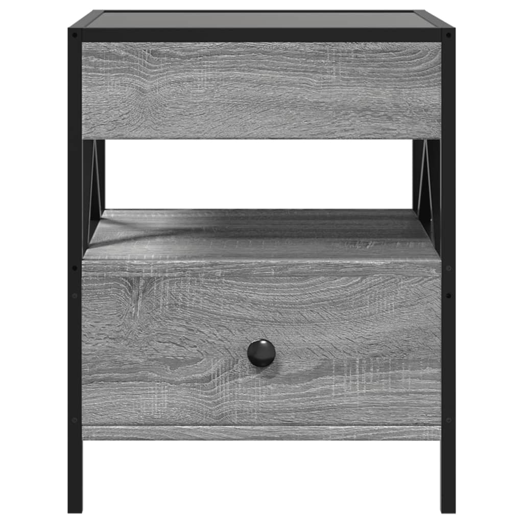 Comodino con LED Infinity Grigio Sonoma 40x40x51 cm