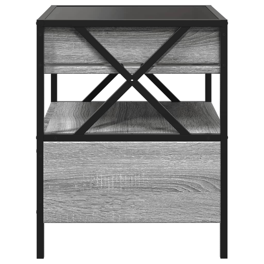 Comodino con LED Infinity Grigio Sonoma 40x40x51 cm