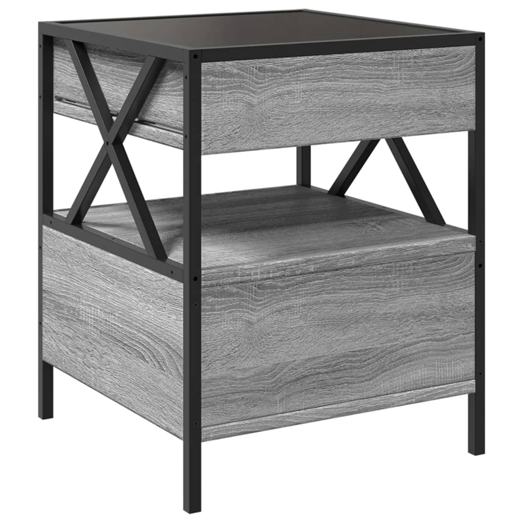 Comodino con LED Infinity Grigio Sonoma 40x40x51 cm