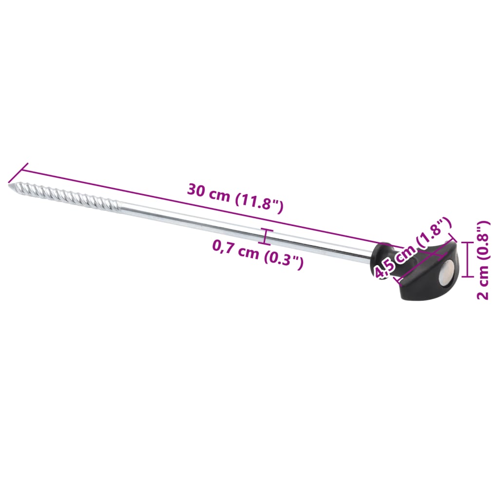 Picchetti per Tenda 12 pz 30 cm Ø7 mm in Acciaio Zincato