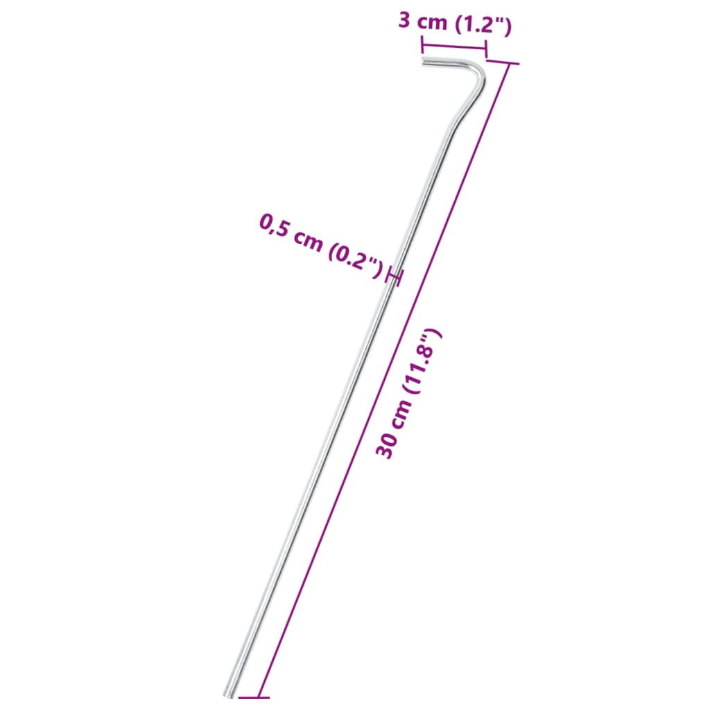 Picchetti per Tenda 50 pz 30 cm Ø5 mm in Acciaio Zincato