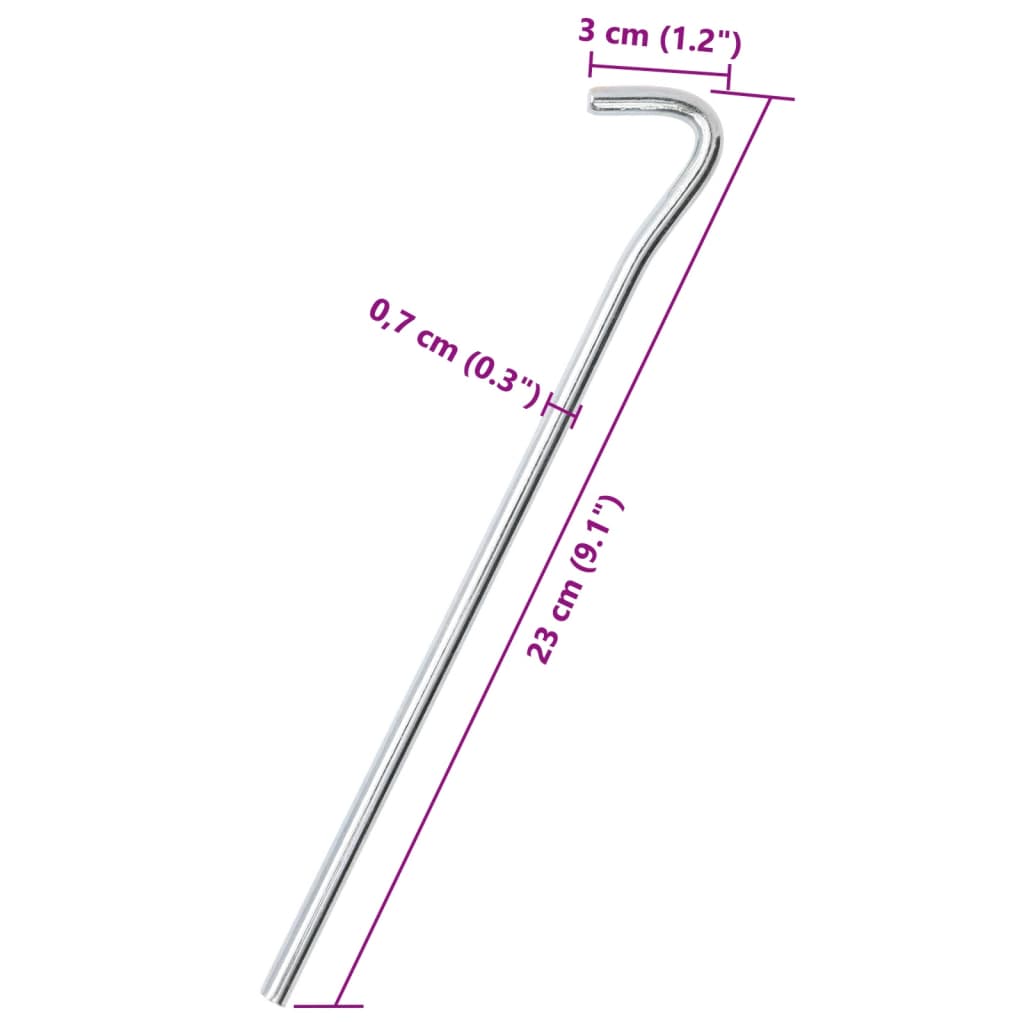 Picchetti per Tenda 50 pz 23 cm Ø7 mm in Acciaio Zincato