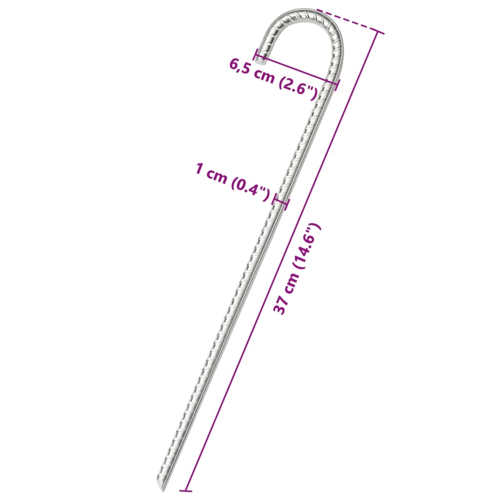 Picchetti per Tenda 12 pz 37 cm Ø10 mm in Acciaio Zincato