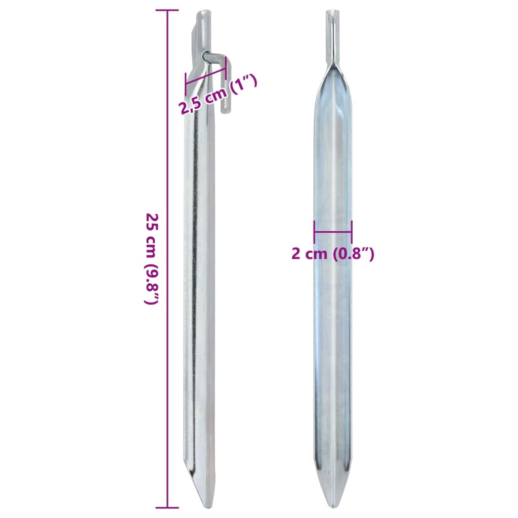 Picchetti Tenda 24 pz a Forma di V 25 cm Ø20 mm Acciaio Zincato