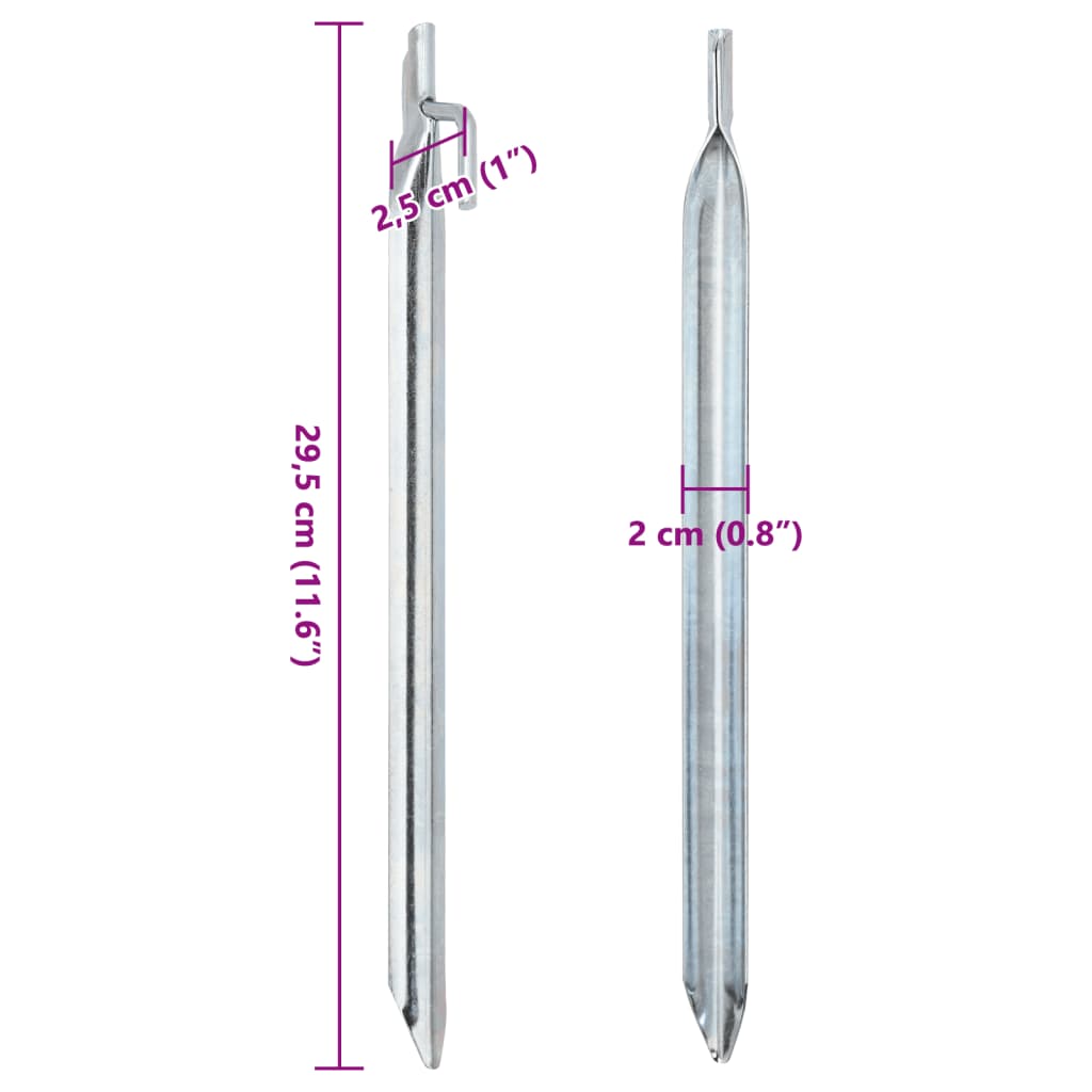 Picchetti Tenda 24 pz Forma di V 29,5 cm Ø20 mm Acciaio Zincato