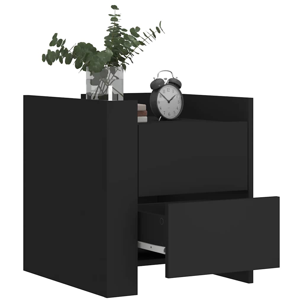 Comodino Nero 45x50x50 cm in Legno Multistrato
