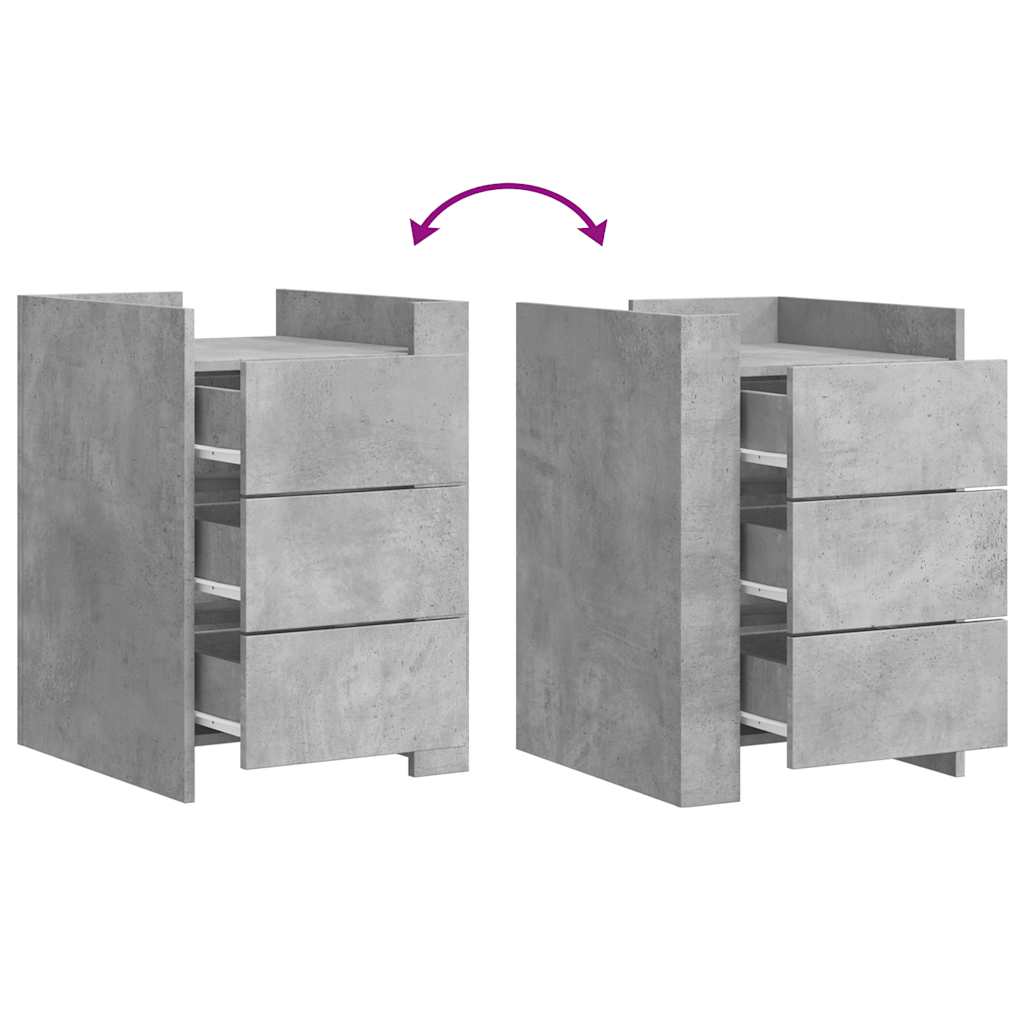 Comodino Grigio Cemento 45x50x65 cm in Legno Multistrato