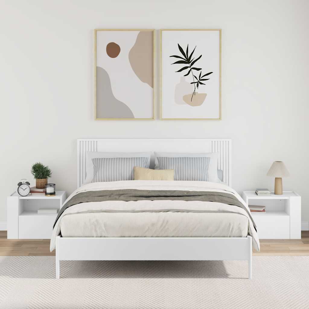 Comodini a Muro 2 pz Bianchi 45x30x35 cm