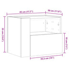 Comodino a Muro Rovere Sonoma 45x30x35 cm