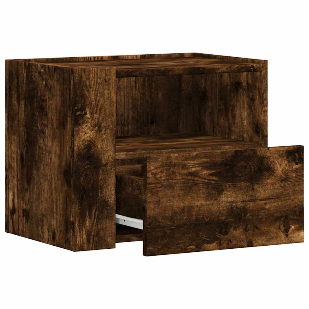 Comodini a Muro 2 pz Rovere Fumo 45x30x35 cm