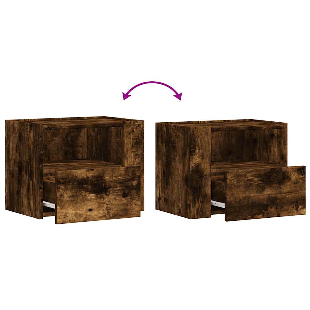 Comodini a Muro 2 pz Rovere Fumo 45x30x35 cm