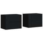 Comodini a Muro 2 pz Nero 45x30x35 cm