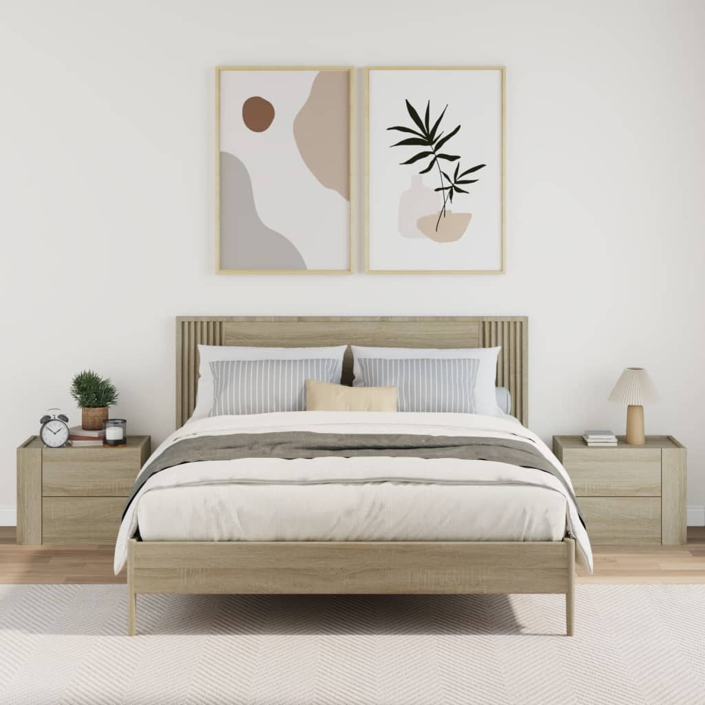Comodini a Muro 2 pz Rovere Sonoma 45x30x35 cm