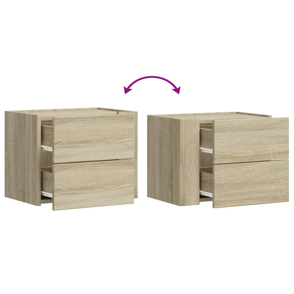 Comodini a Muro 2 pz Rovere Sonoma 45x30x35 cm