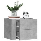 Comodino a Muro Grigio Cemento 45x30x35 cm