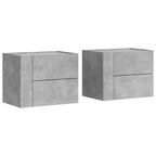 Comodini a Muro 2 pz Grigio Cemento 45x30x35 cm