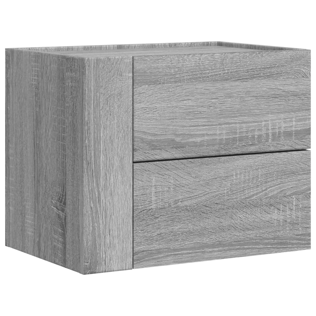 Comodino a Muro Grigio Sonoma 45x30x35 cm
