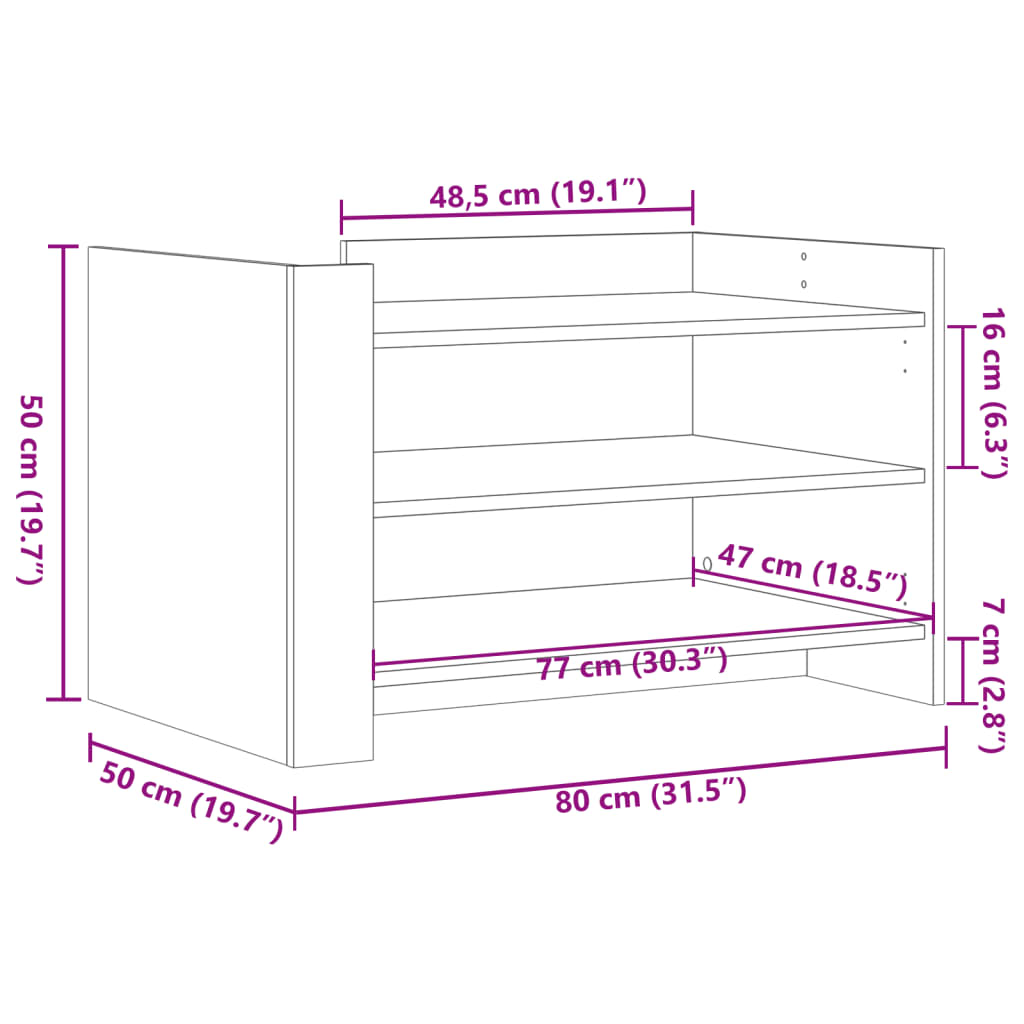 Tavolino da Salotto Bianco 80x50x50 cm in Legno Multistrato