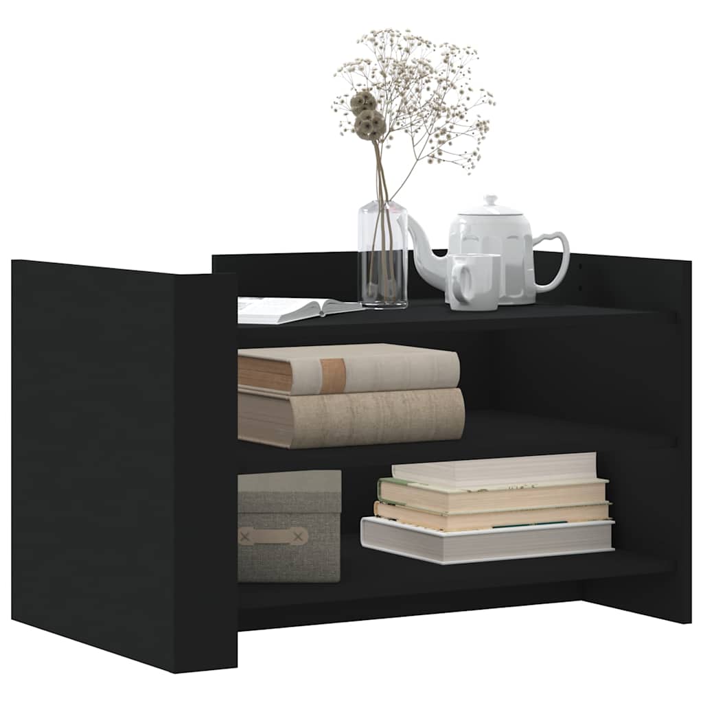 Tavolino da Salotto Nero 80x50x50 cm in Legno Multistrato