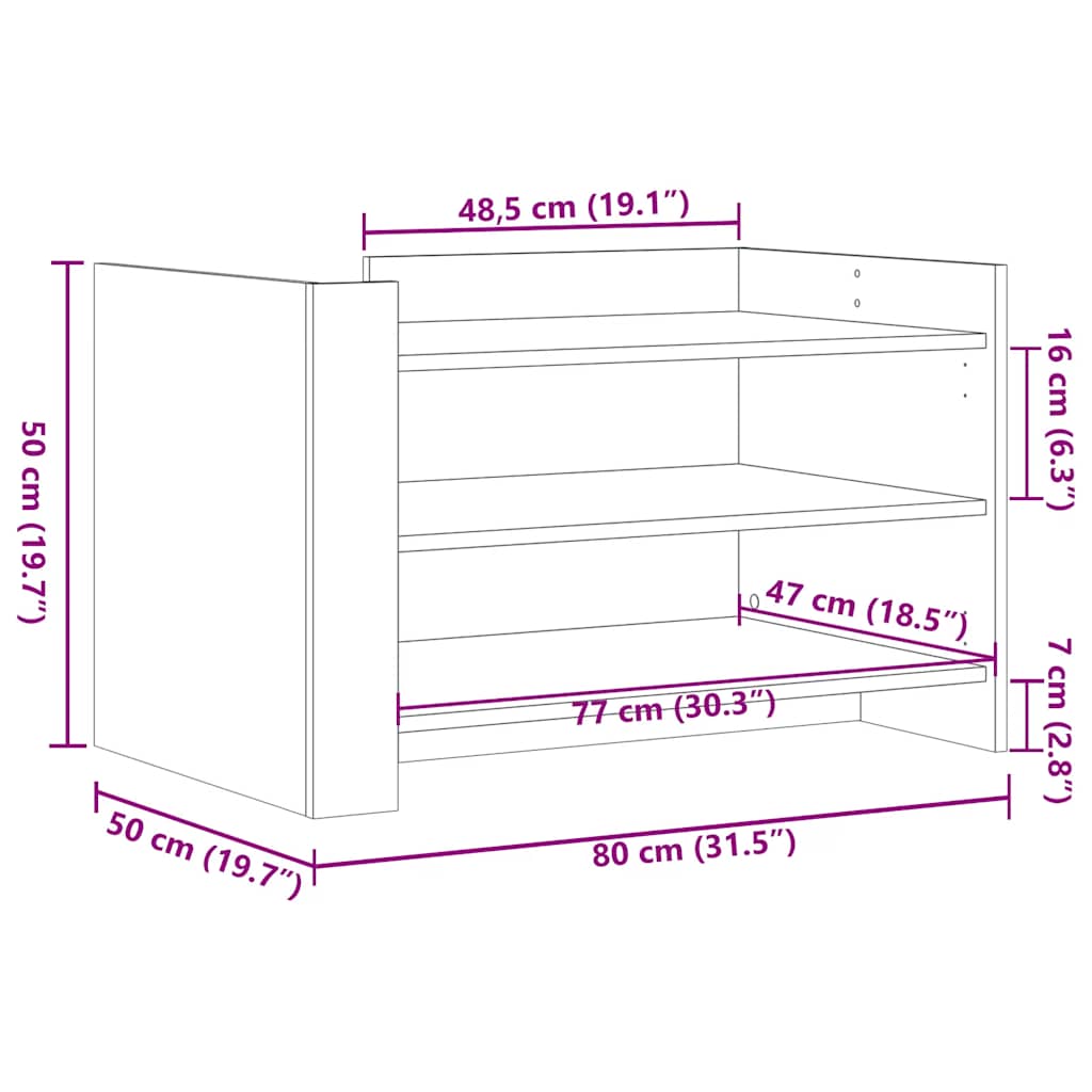 Tavolino da Salotto Nero 80x50x50 cm in Legno Multistrato