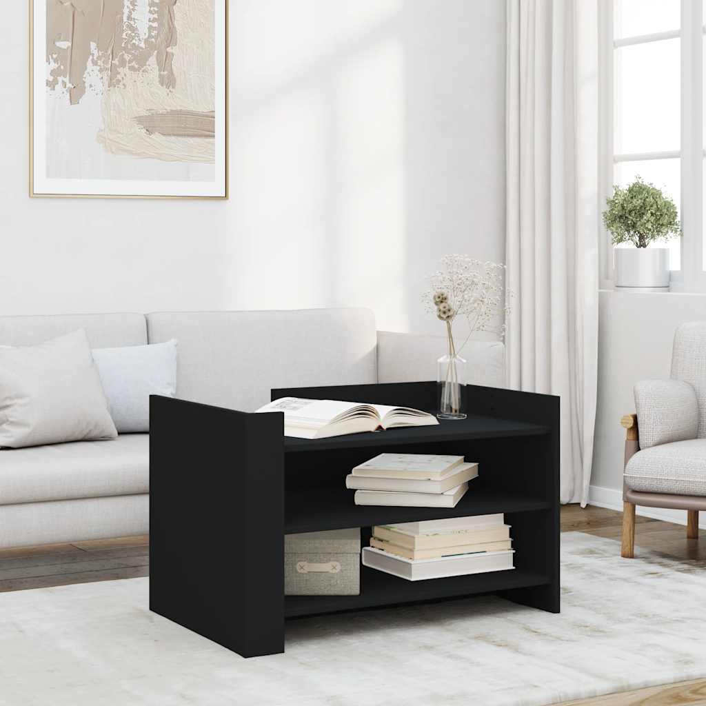 Tavolino da Salotto Nero 80x50x50 cm in Legno Multistrato