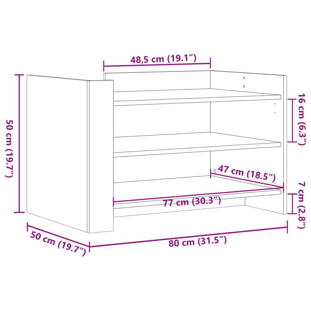 Tavolino da Salotto Rovere Fumo 80x50x50cm in Legno Multistrato