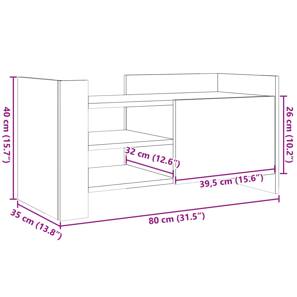 Mobile Porta TV Bianco 80x35x40 cm in Legno Multistrato
