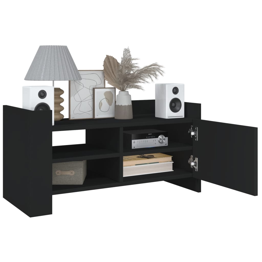 Mobile Porta TV Nero 80x35x40 cm in Legno Multistrato