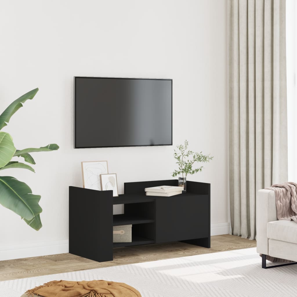Mobile Porta TV Nero 80x35x40 cm in Legno Multistrato
