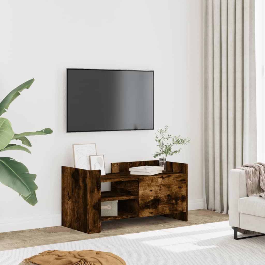 Mobile Porta TV Rovere Fumo 80x35x40 cm in Legno Multistrato