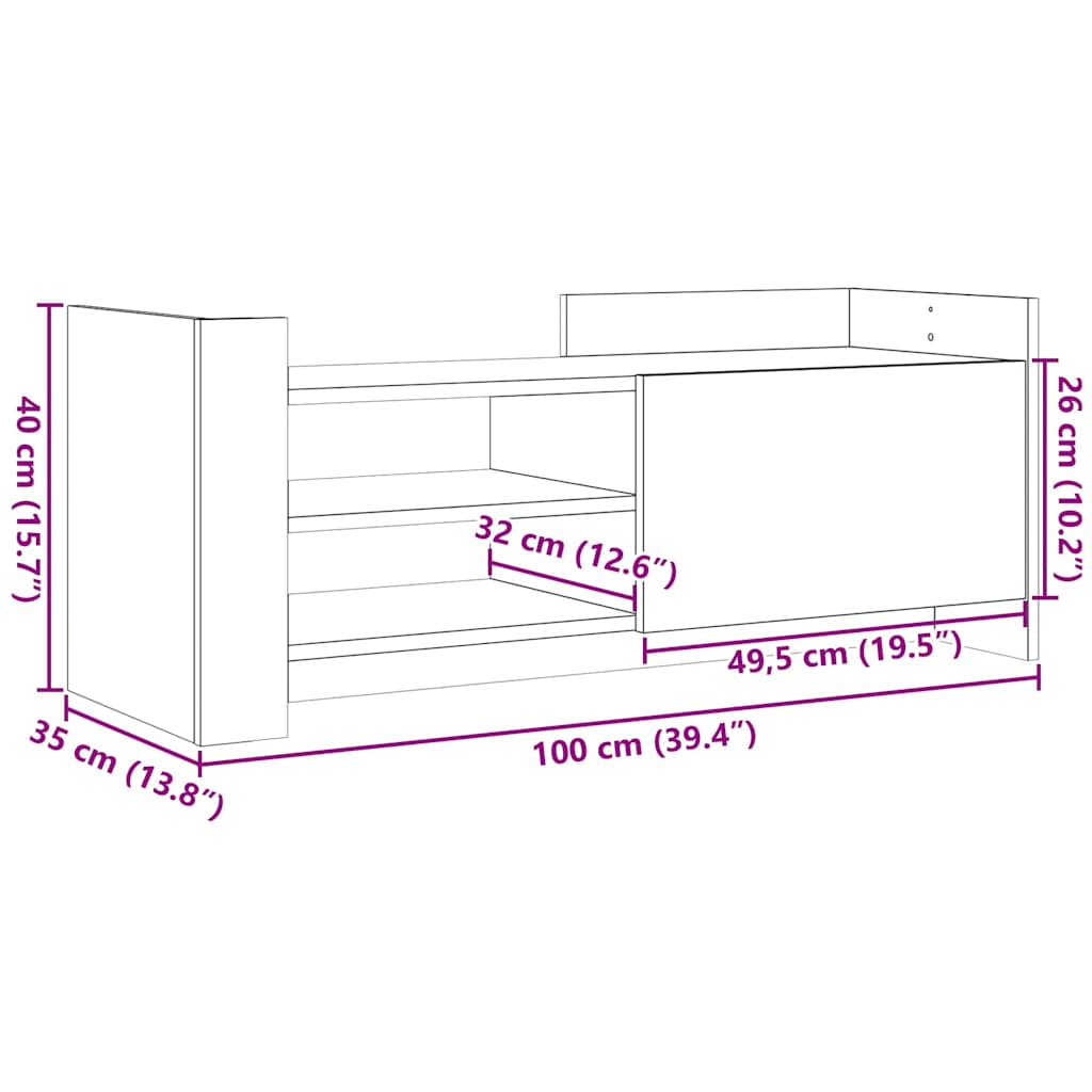 Mobile TV Grigio Sonoma 100x35x40 cm in Legno Multistrato