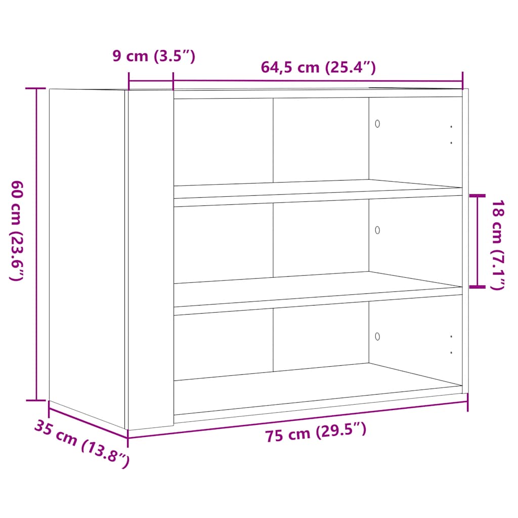 Armadietto a Muro Rovere Sonoma 75x35x60 cm in Truciolato