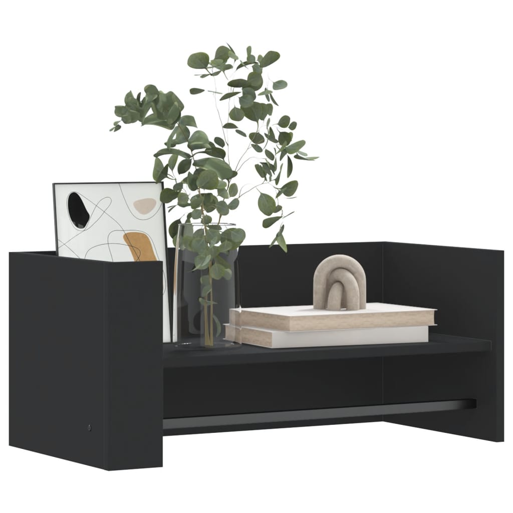 Scaffale a Parete Nero 70,5x35x30,5 cm in Legno Multistrato
